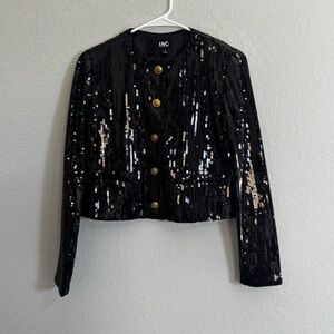 INC International Concepts Women's Black Sequin Blazer